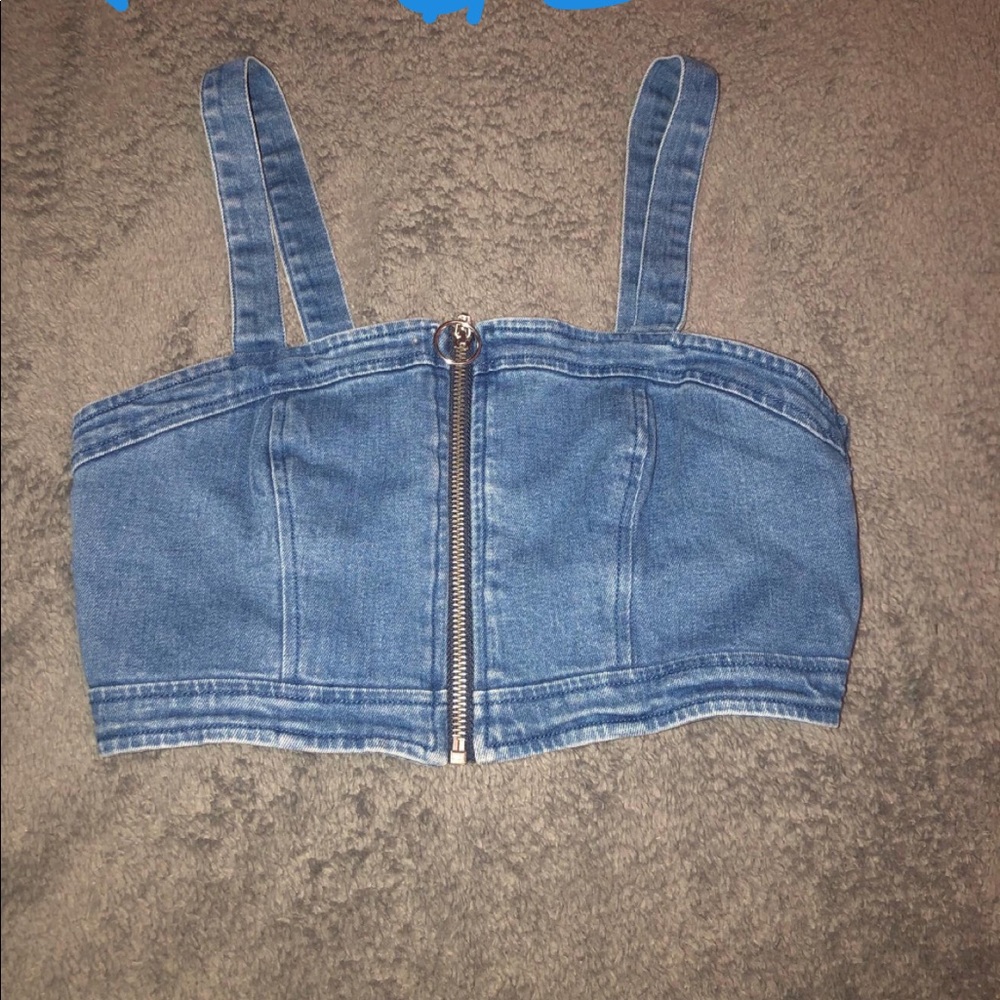 Jean Zip up Cropped top